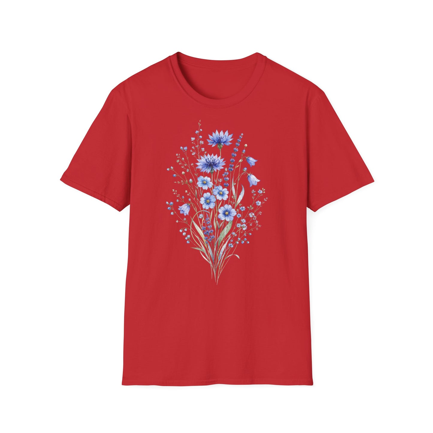 Blue Watercolor Wildflowers T-Shirt – Premium T-Shirt Print