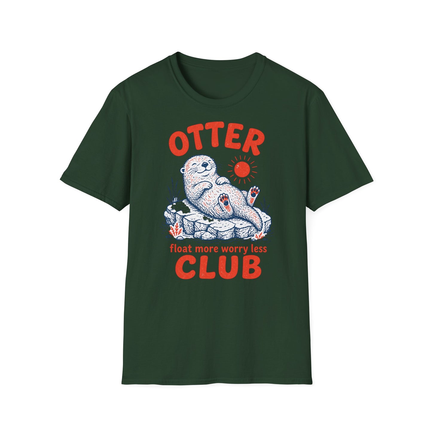 Black t-shirt with an otter graphic and text on a white background