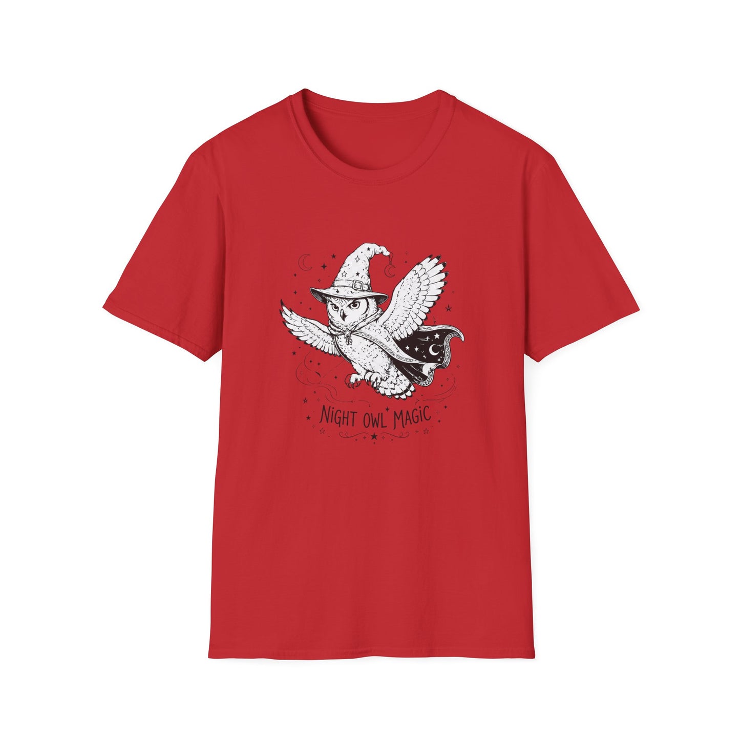 חולצת טישרט Night Owl Magic ינשוף קוסם – הדפסה על חולצות באיכות פרימיום