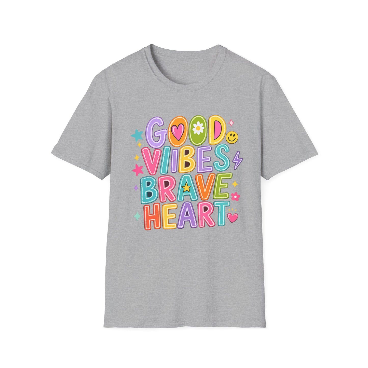 חולצת אלרון פרינט מעוצבת Good Vibes Brave Heart