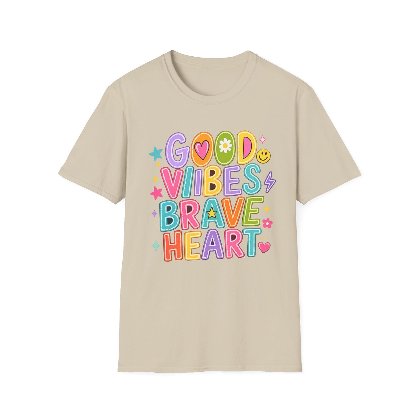 חולצת אלרון פרינט מעוצבת Good Vibes Brave Heart