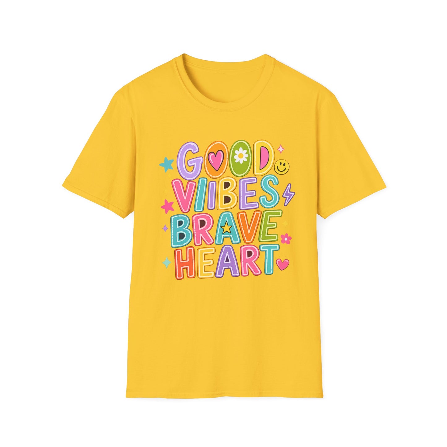 חולצת אלרון פרינט מעוצבת Good Vibes Brave Heart