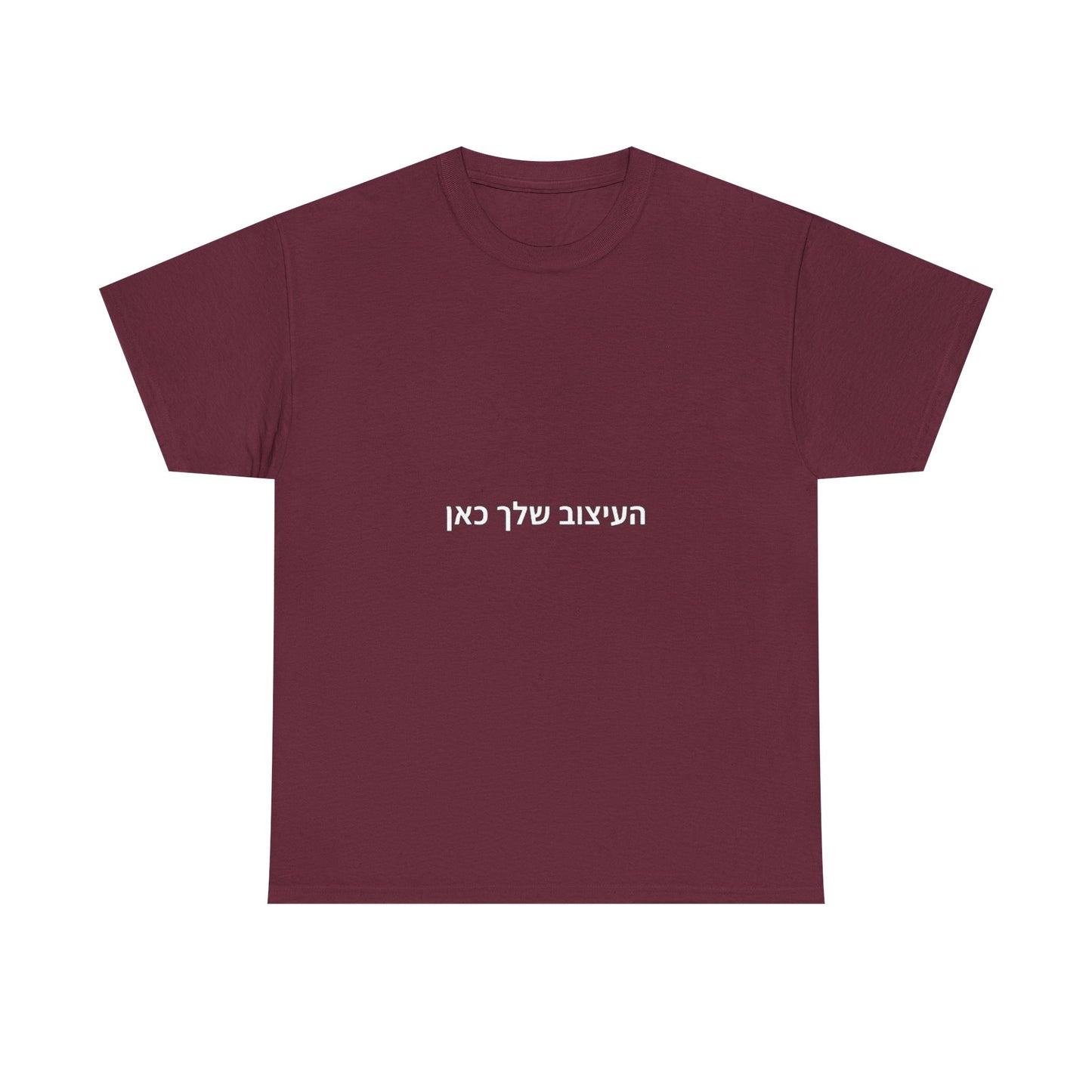 T-Shirt — Minimal Hebrew Text Tee (“המחשבה שלך כאן”) | Simple White Graphic Shirt