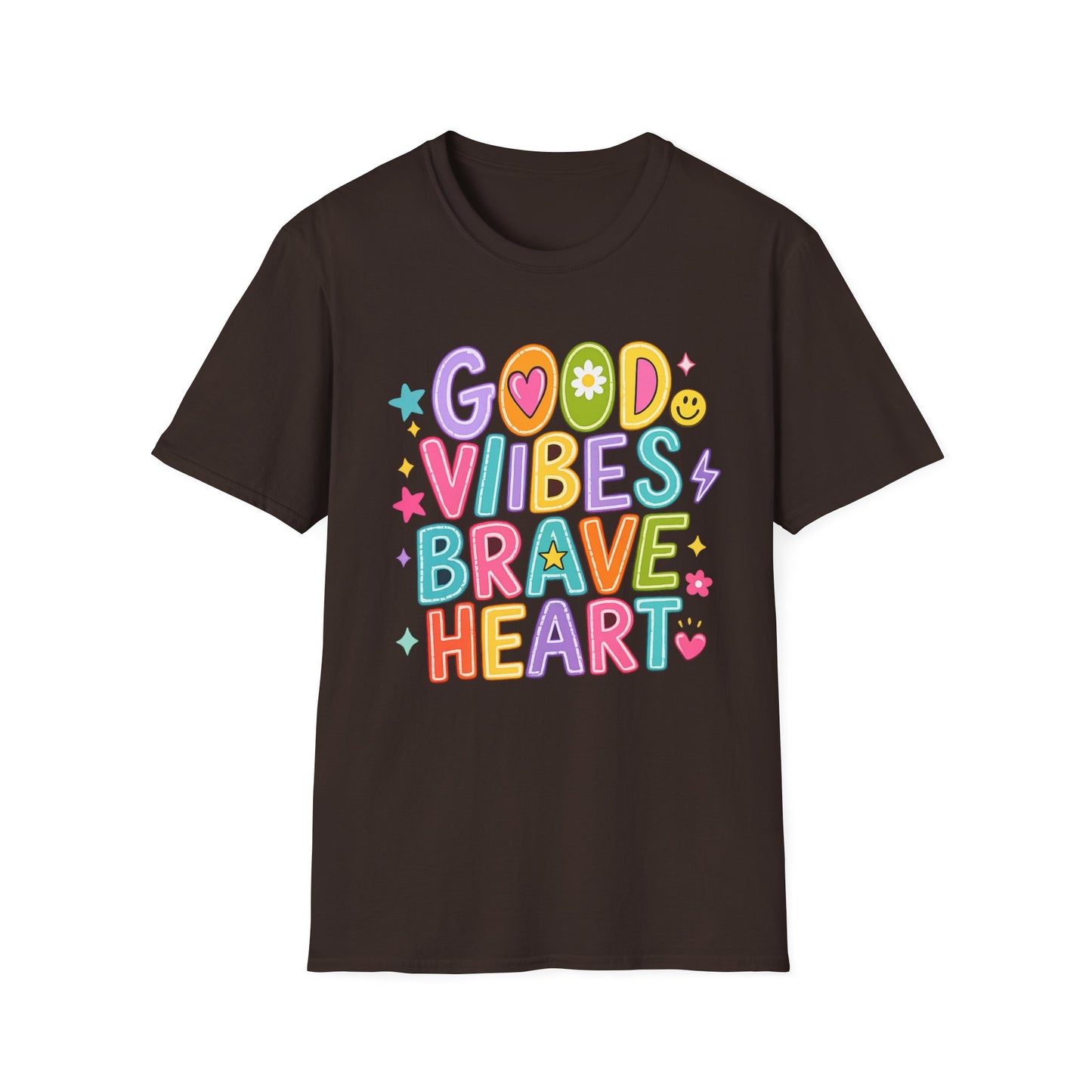 חולצת אלרון פרינט מעוצבת Good Vibes Brave Heart