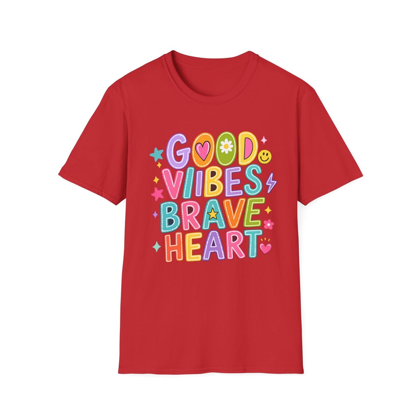 חולצת אלרון פרינט מעוצבת Good Vibes Brave Heart