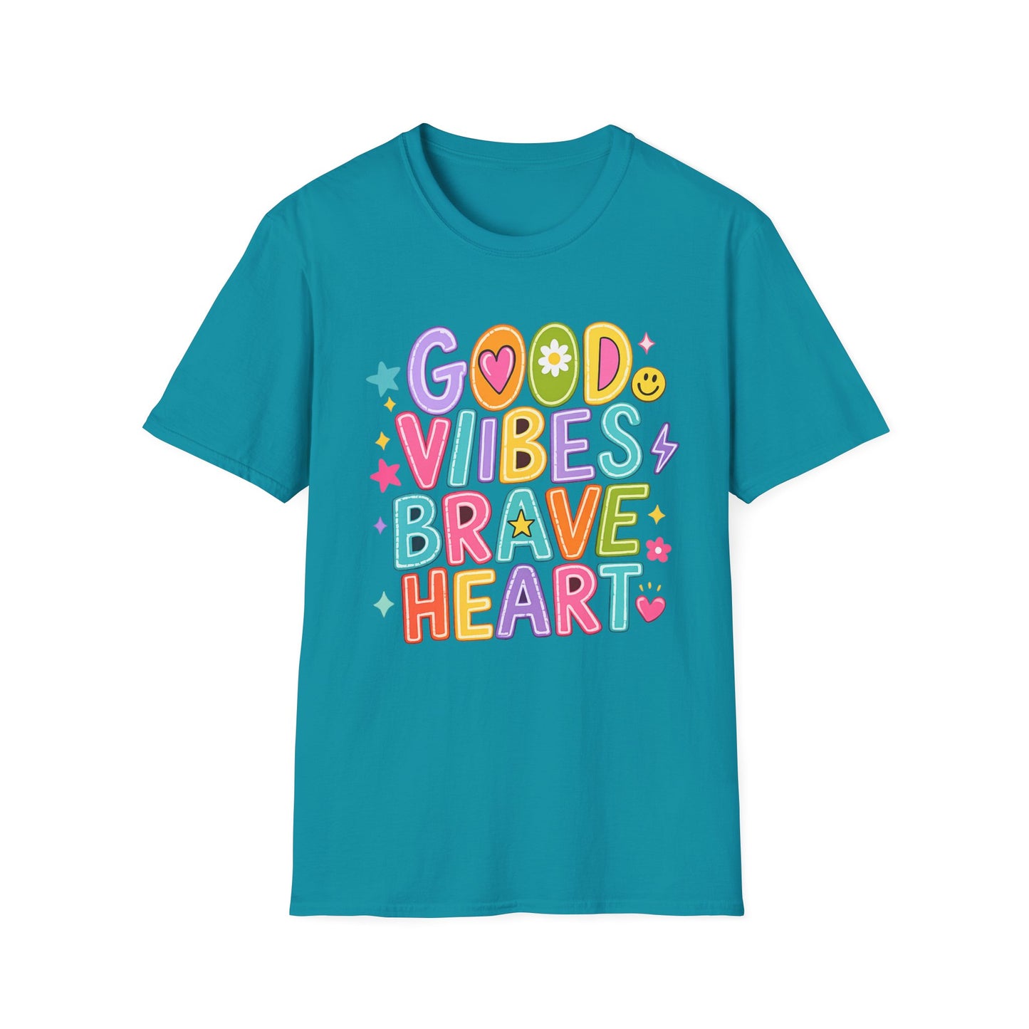 חולצת אלרון פרינט מעוצבת Good Vibes Brave Heart