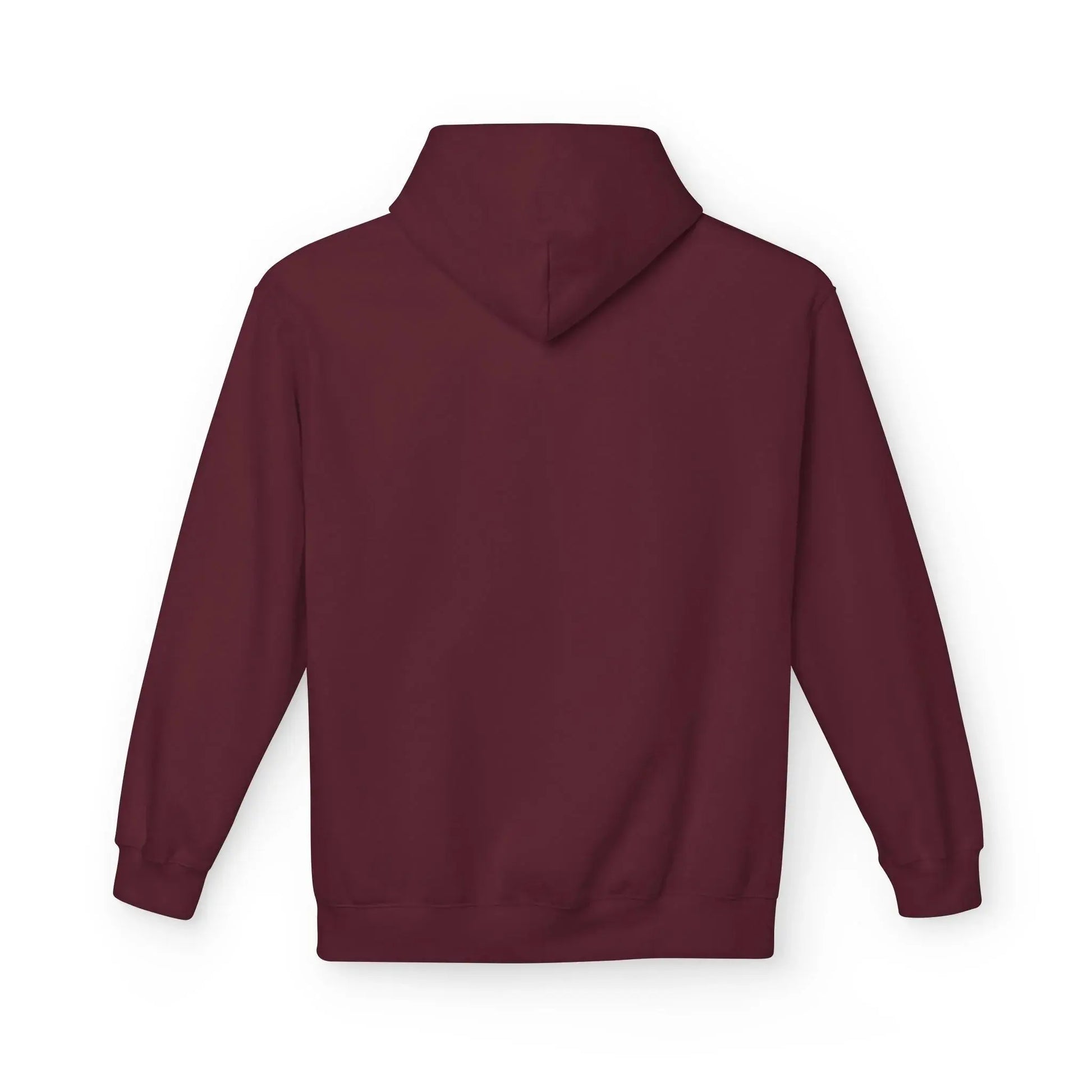 Back view of plain maroon hoodie for custom t-shirt and sweatshirt printing