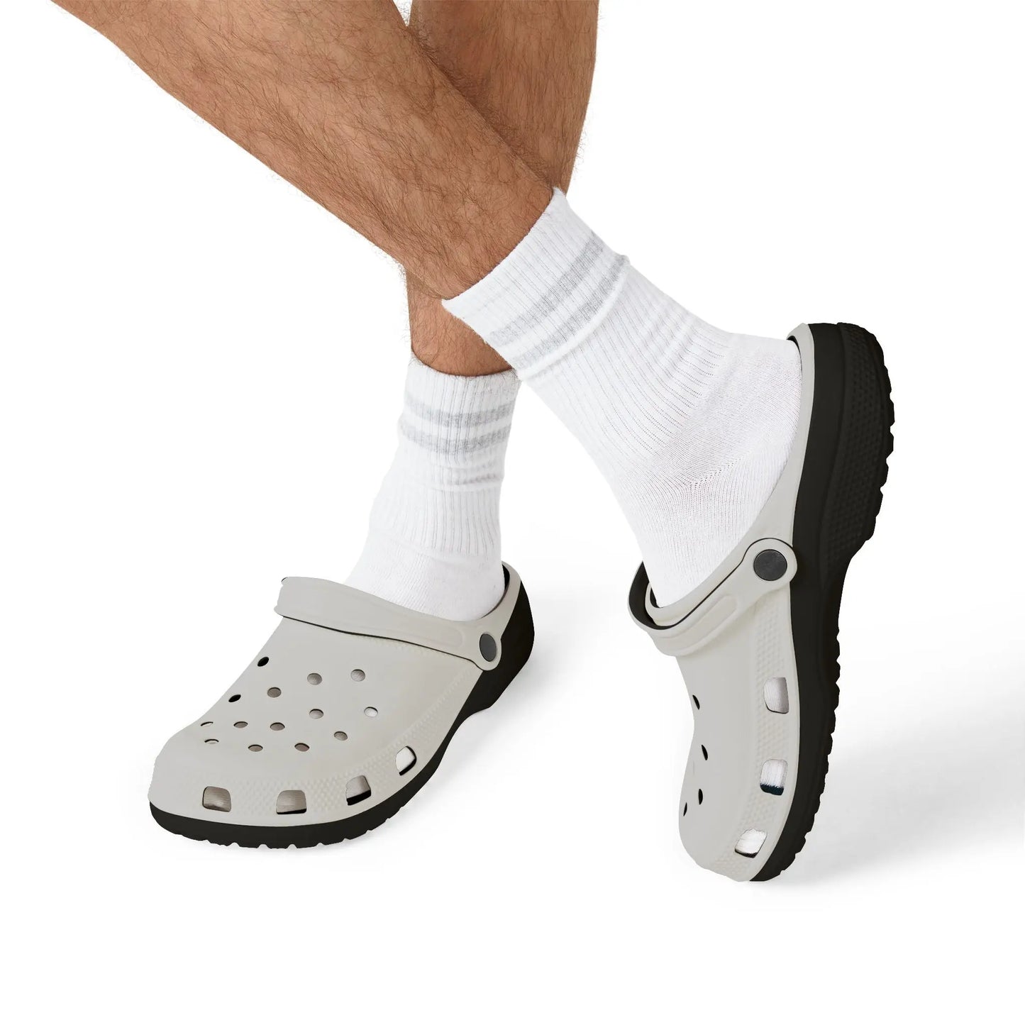 White EVA Foam Clogs — Lightweight Slip-On Garden & Beach Shoes Printify