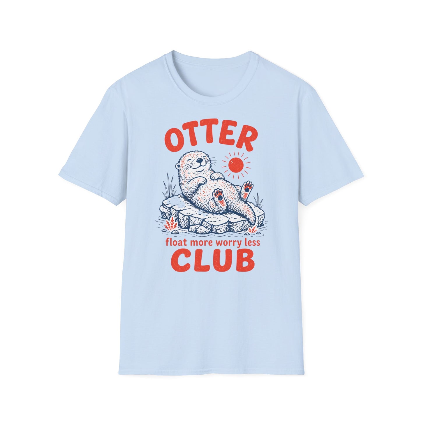 Light blue t-shirt with an otter graphic and text on a white background