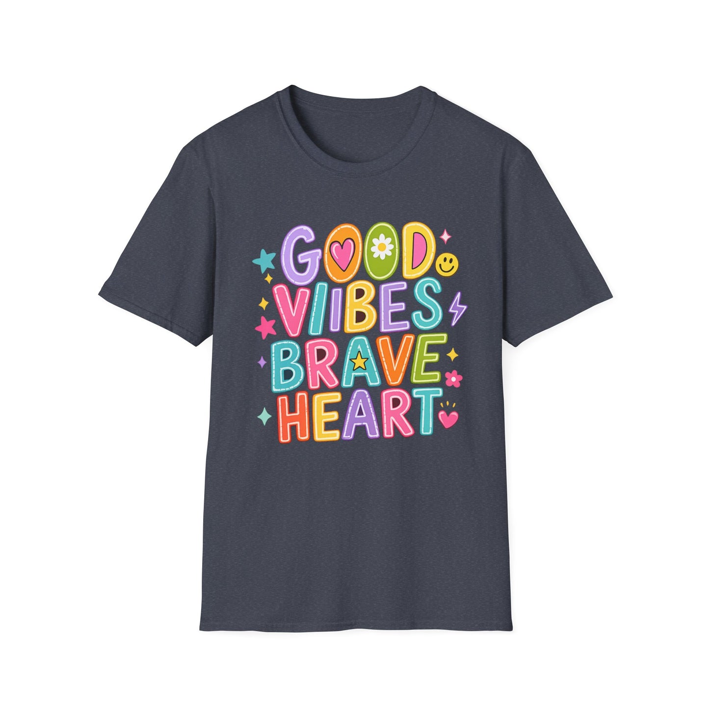 חולצת אלרון פרינט מעוצבת Good Vibes Brave Heart