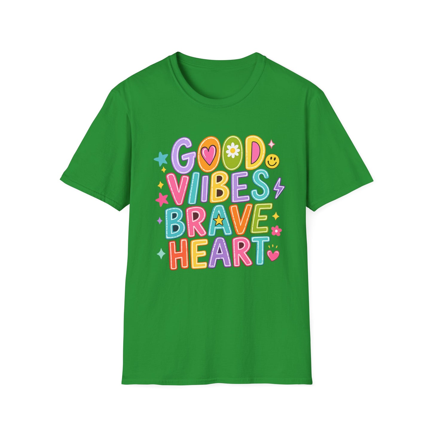 חולצת אלרון פרינט מעוצבת Good Vibes Brave Heart