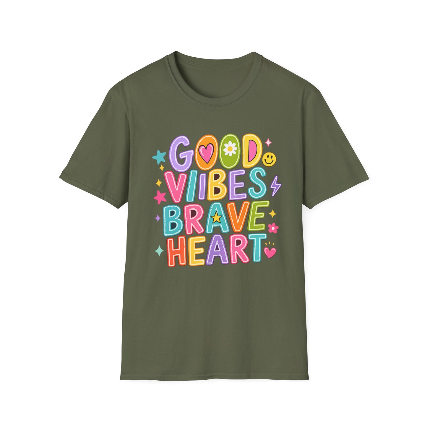 חולצת אלרון פרינט מעוצבת Good Vibes Brave Heart