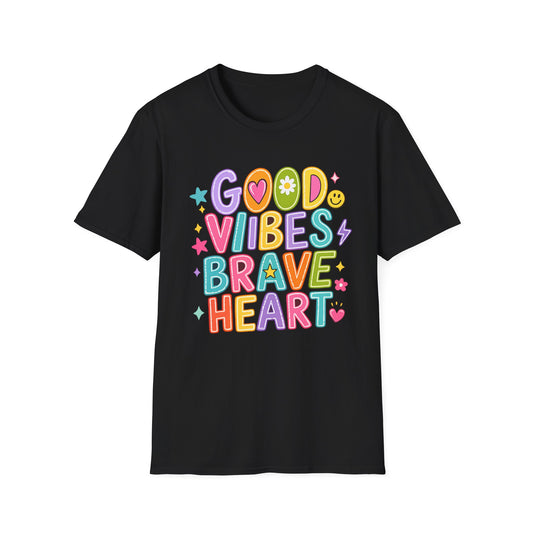 חולצת אלרון פרינט מעוצבת Good Vibes Brave Heart