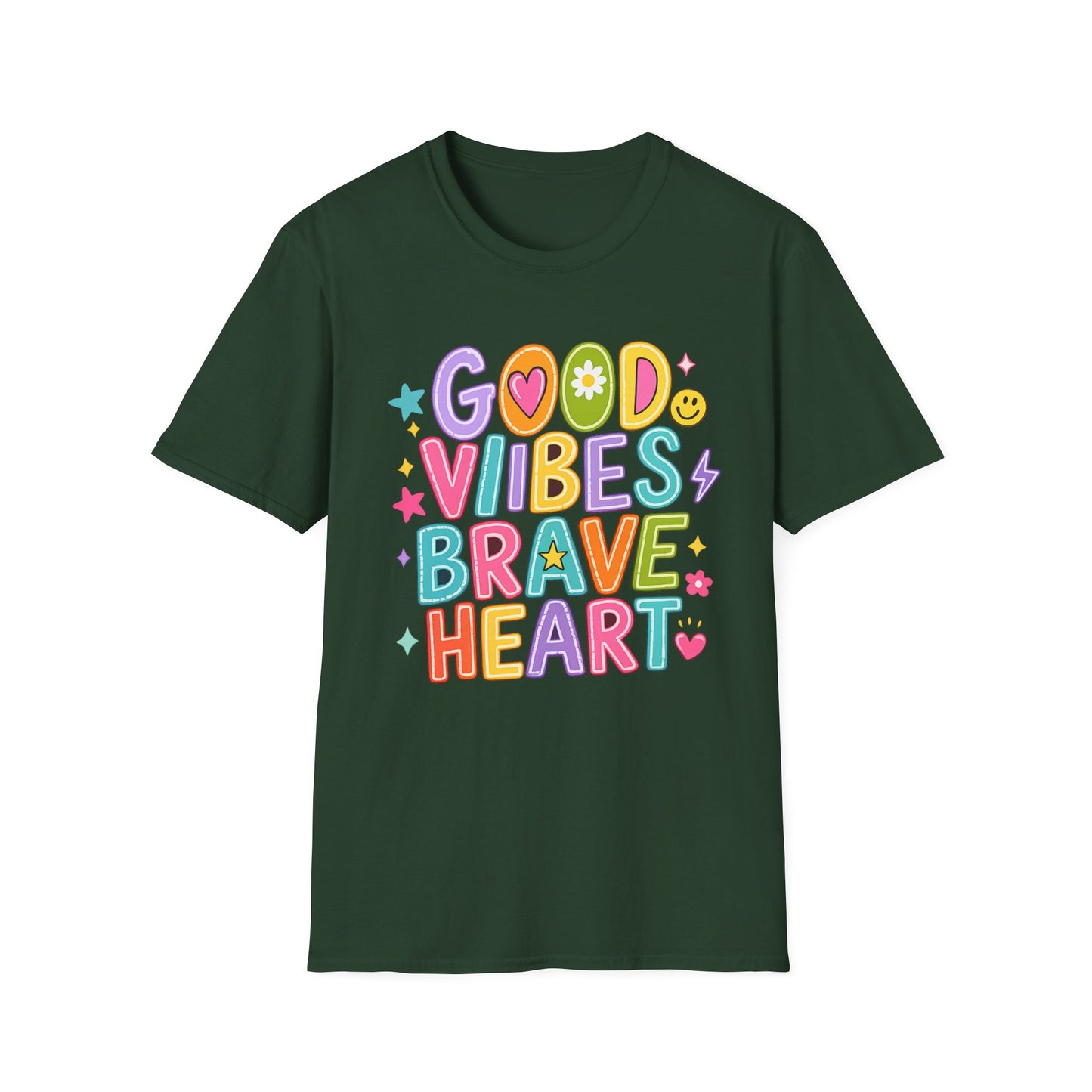 חולצת אלרון פרינט מעוצבת Good Vibes Brave Heart
